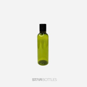 100 ml Round PET Bottle Green with Black Gold Foiling FTC Cap and Inner – 25 Pcs