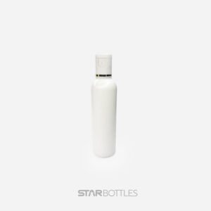 100 ml Round HDPE Bottle White with White Gold Foiling FTC – 25 Pcs
